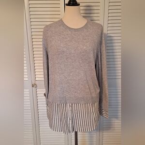 H M Gray Layered Wool Blend Sweater Medium *F